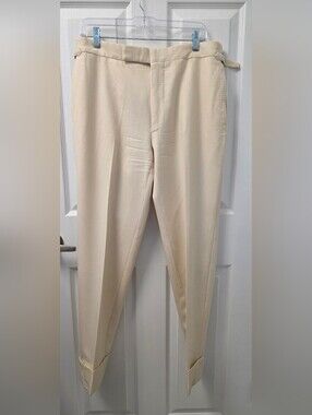 TOM FORD Ivory Cream Off White Wool Darted Trousers Pants Dress Slacks Adjustabl